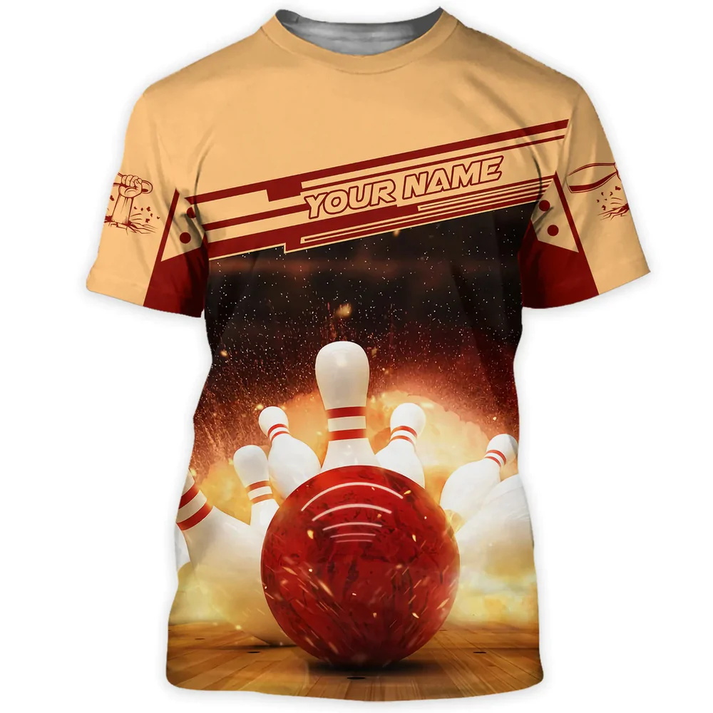 2023 T-shirt da uomo estivo più recente Nome personalizzato Nome Bowling 3D Shirt Stampato 3D unisex Casual Tshirt Gift Bowling Player DW129
