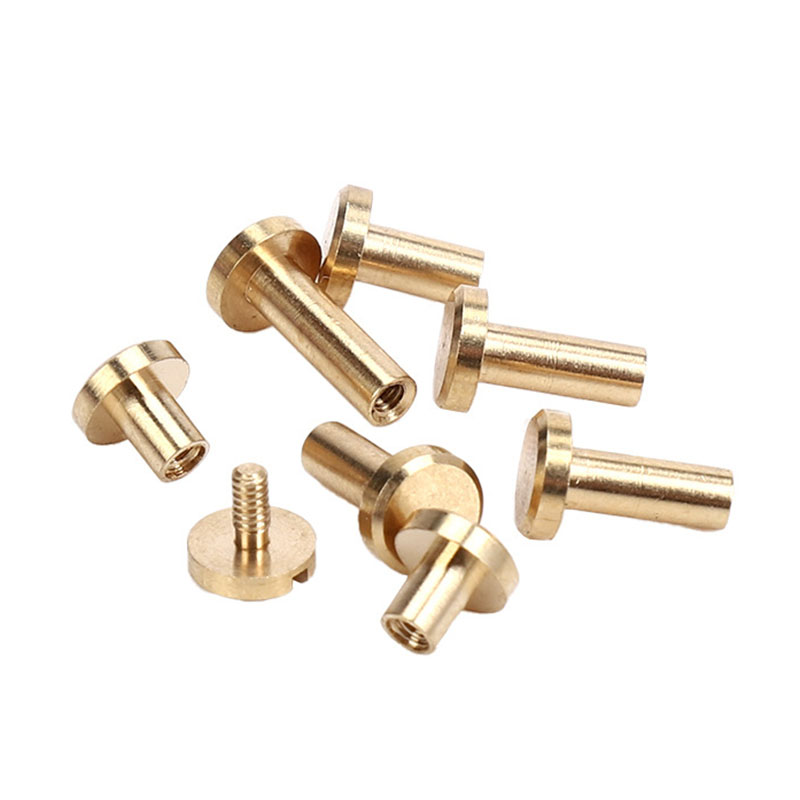 Solid Brass Binding Chicago Screws Nail Stud Rivets For Photo Album Leather Craft Studs Belt Wallet Fasteners 6mm cap