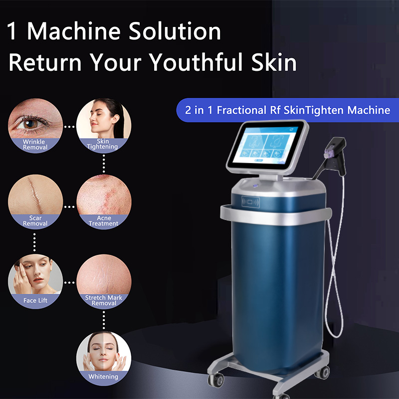 Equipamento Microneedle radiofrequência RF Microneedling Tratamento de acne Remoção de estrias RF Máquina fracionária 2 alças