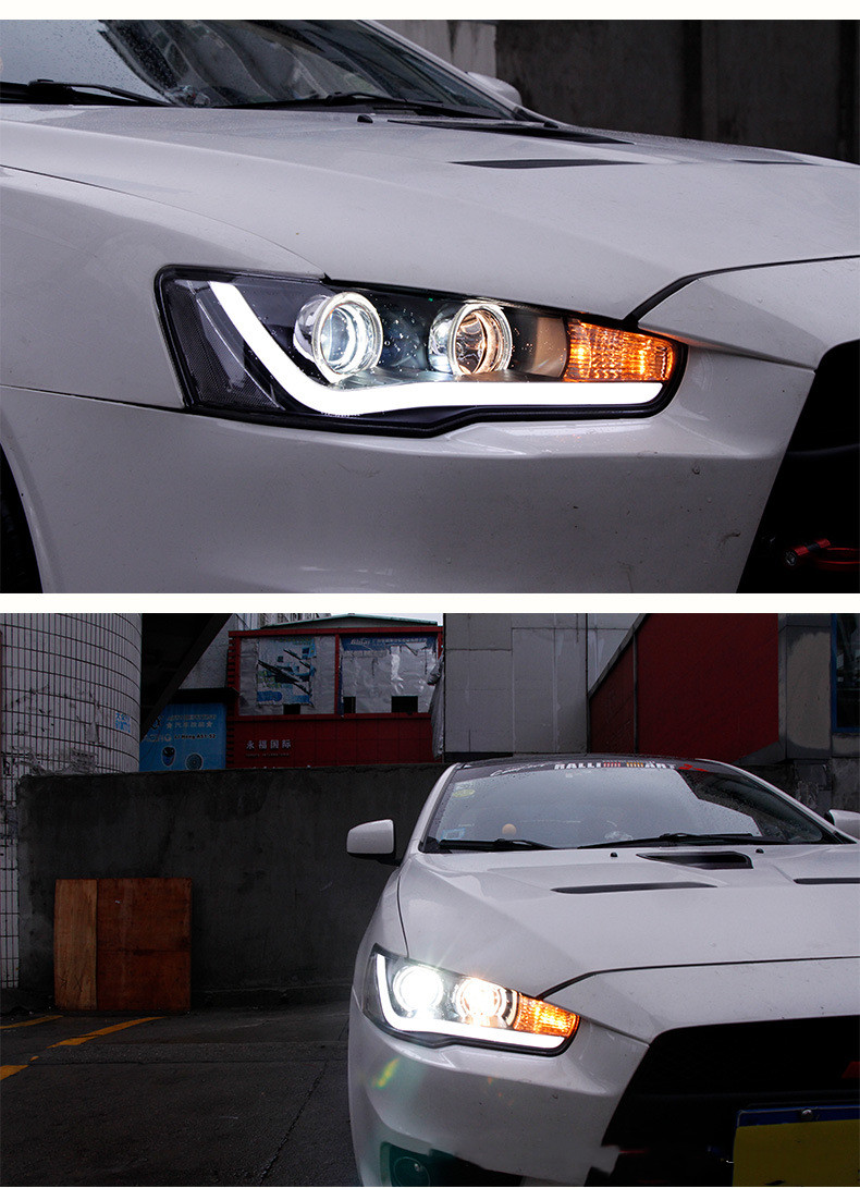 Lampe frontale de voiture pour Mitsubishi Lancer Evo 20 09-20 16 Assemblage de phares de xénon LED Eye LED LED LED