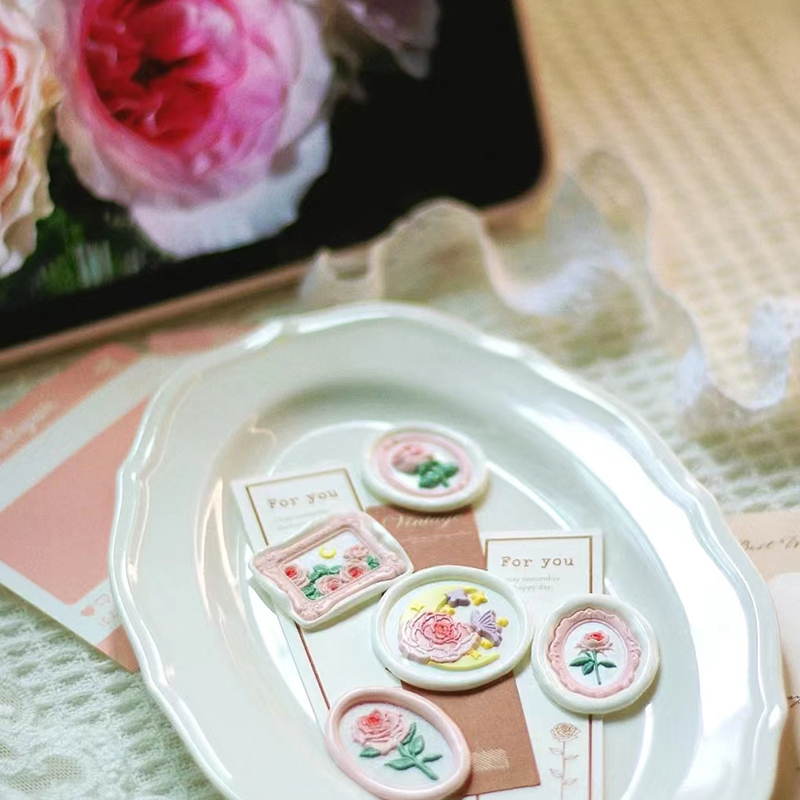 Tampon de sceau de cire 3D Fleurs en relief scellant Scrapbooking Scrapbooking Cartes de matériel Invitations de mariage Cadeau