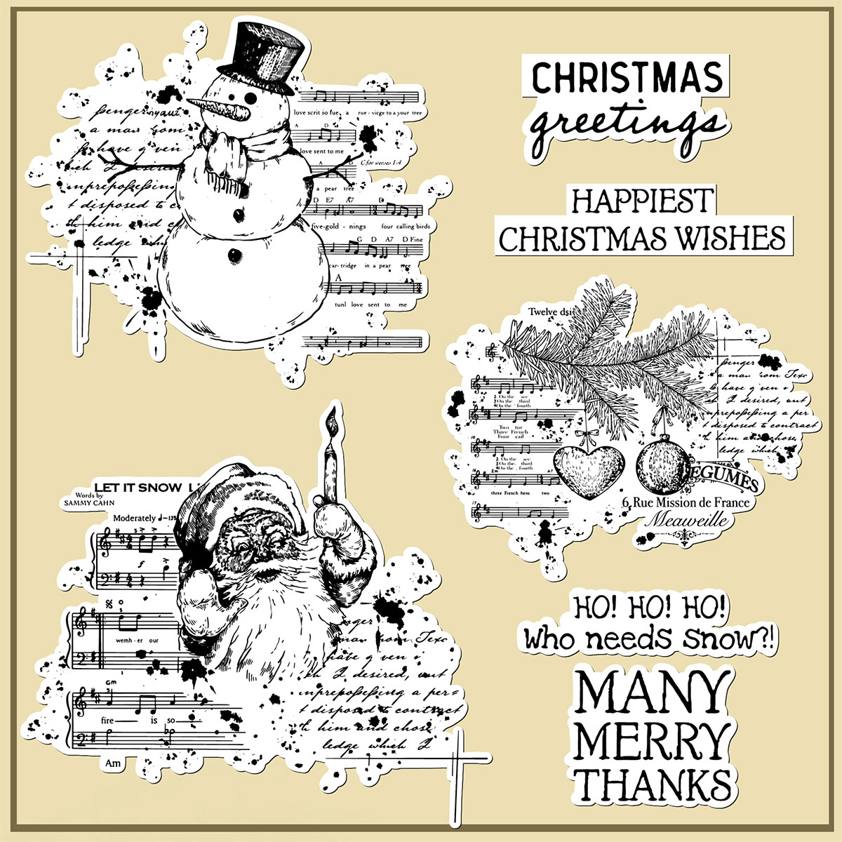 Mangocraft Retro Christmas Bel Clear Stamps Stencil arredamento Snowman invernale Babbo Natale Scrapbooking di boccette di carta in silicone