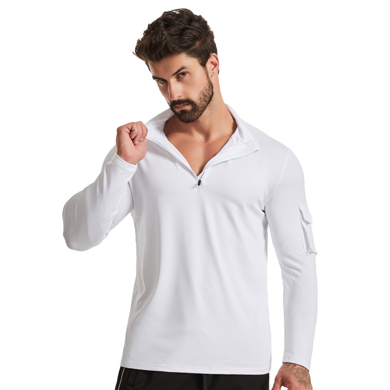 Lente lange mouw t-shirt voor mannen soilde casual tops rits shirts blouses mannen snel droge basketbal gym t-shirt tees man kleren