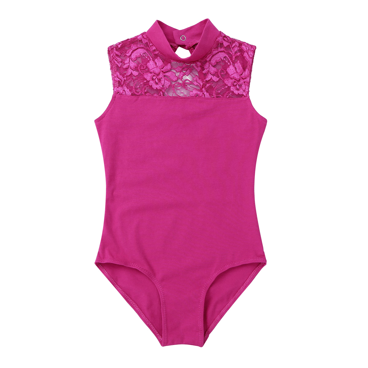 Kids Girls Team Basic Leotard Turtle Neck Lace Back Gymnastic Ballet Dance Tops Tops Dancewear Yoga Skating Sports Costume