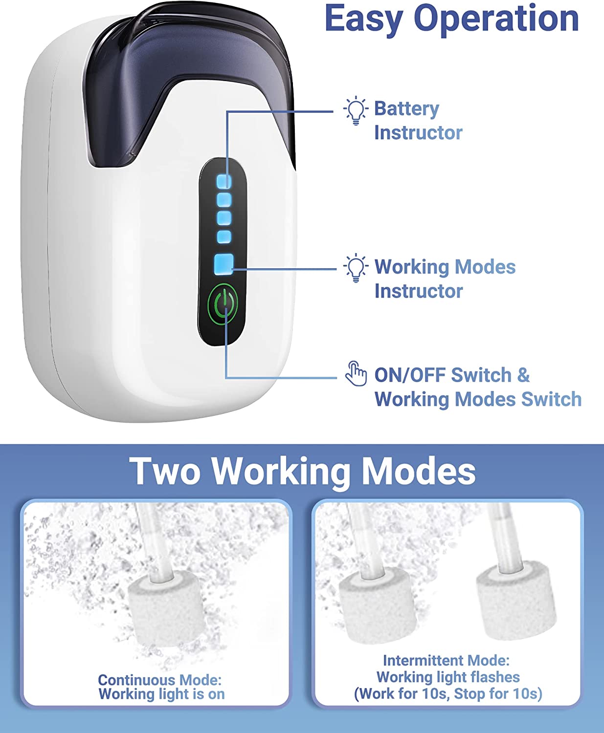 Aquarium Oxygen Air Pump 6000mAh för Aquarium Outdoor Portable Aquarium Compressor med USB Oxygenator Fishing