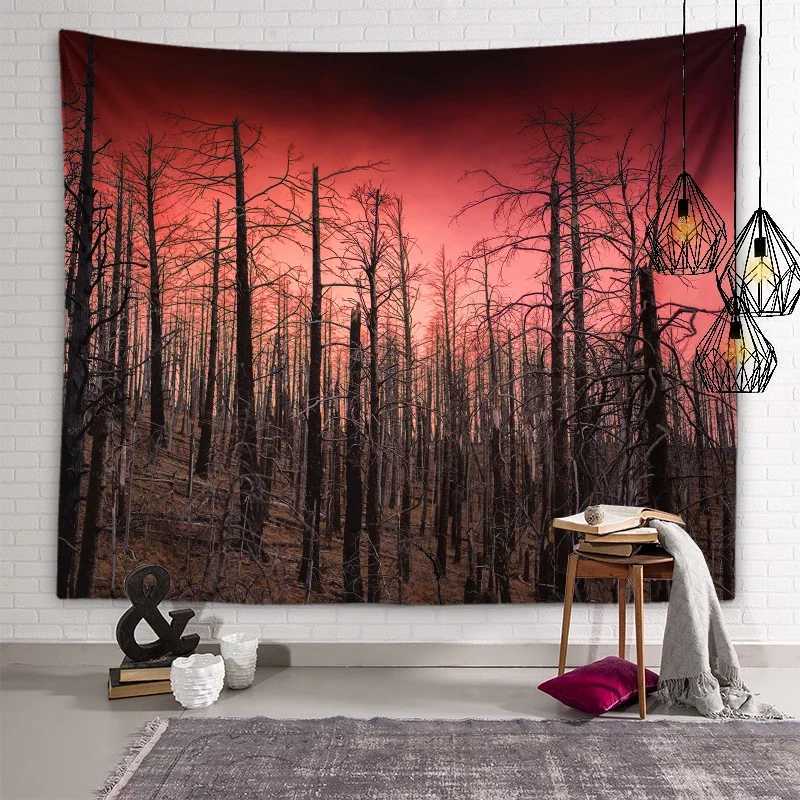 Foggy Tapestries Fantasy Natural Forest Scenery Aesthetic Tapestry Landscape Lake Art Wall Tapestry Dormitory Bedroom Room Home Decoration R0411