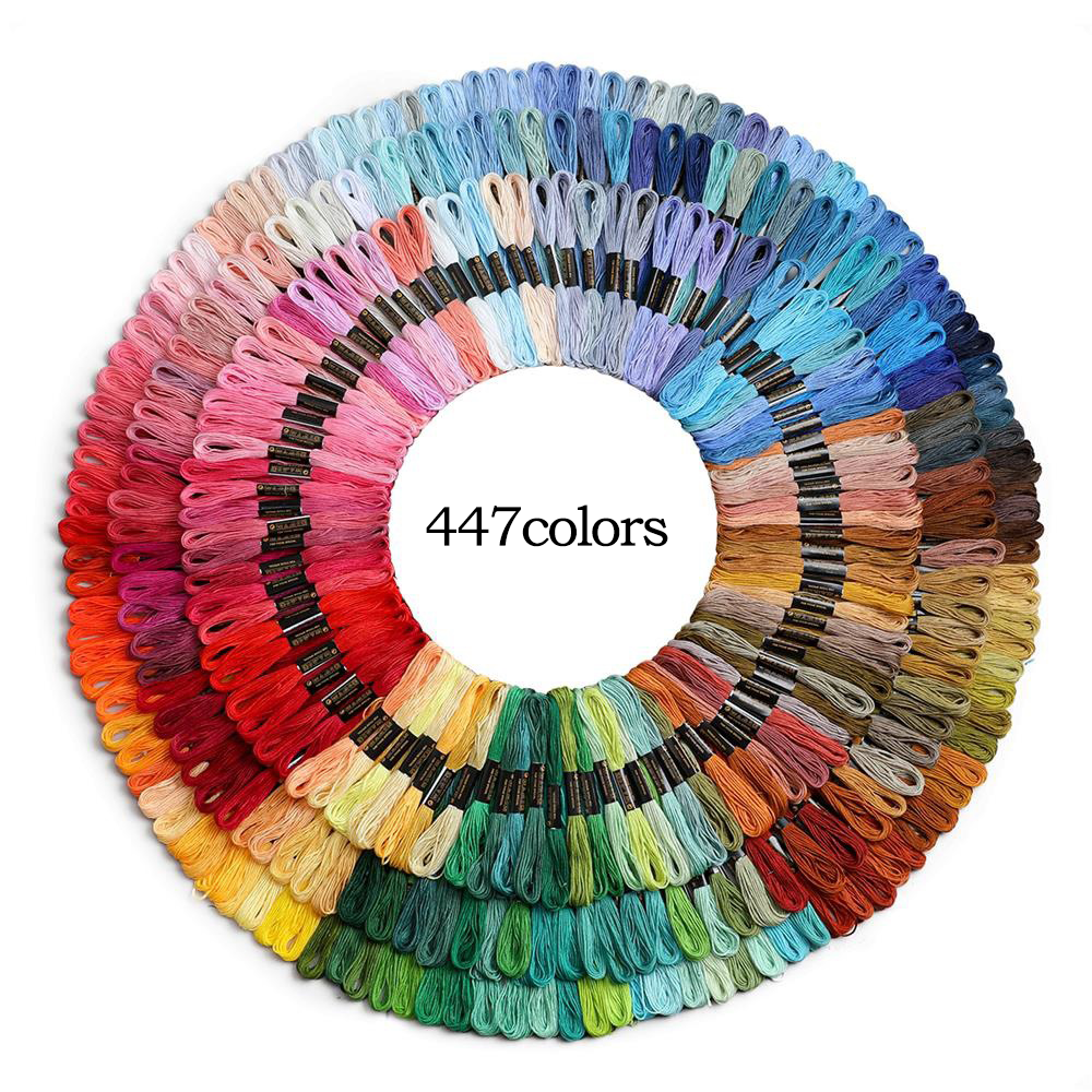 Set Cross Stitch Thread Embroidery Floss For Beginners DIY Craft Bracelet Craft8M Skein No Repeat Rainbow DMC Colors