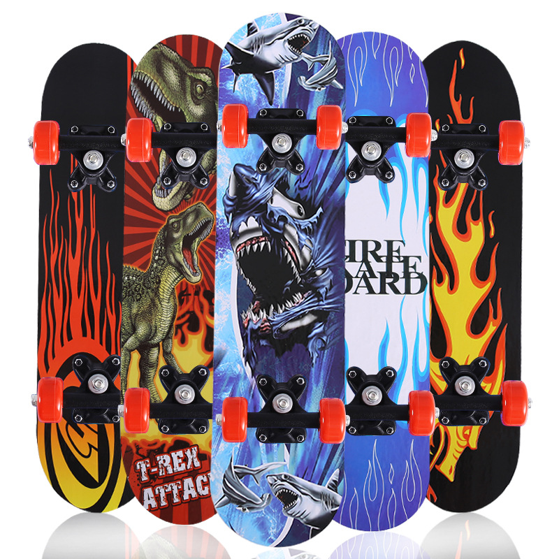 Skateboard With Bearings 4 Wheels Youth Adult Mobility Double Rocker Short Board Skate Board Maple Deck Scooters Walking Tools