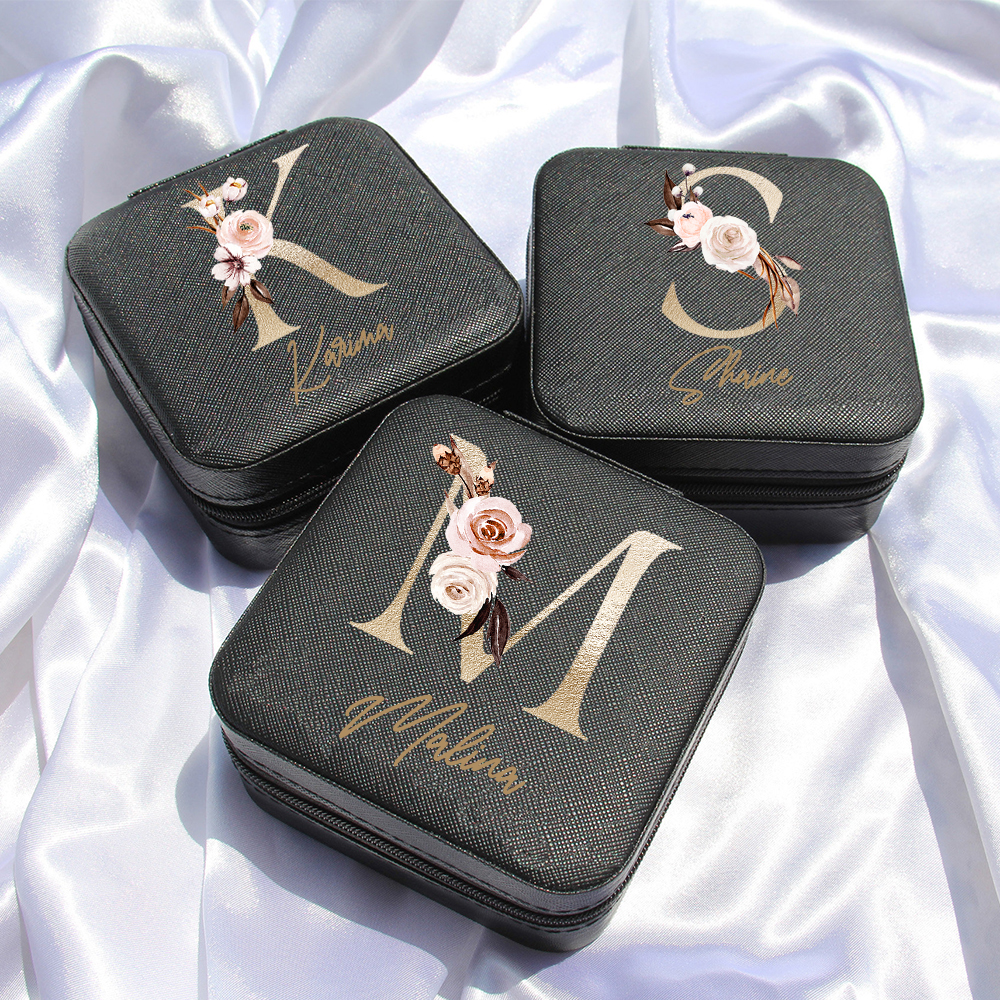 Personalized Travel Jewelry Box Bridesmaid Gifts Valentines Day / Birthday Gifts for Her Small Jewelry Organizer Custom Name