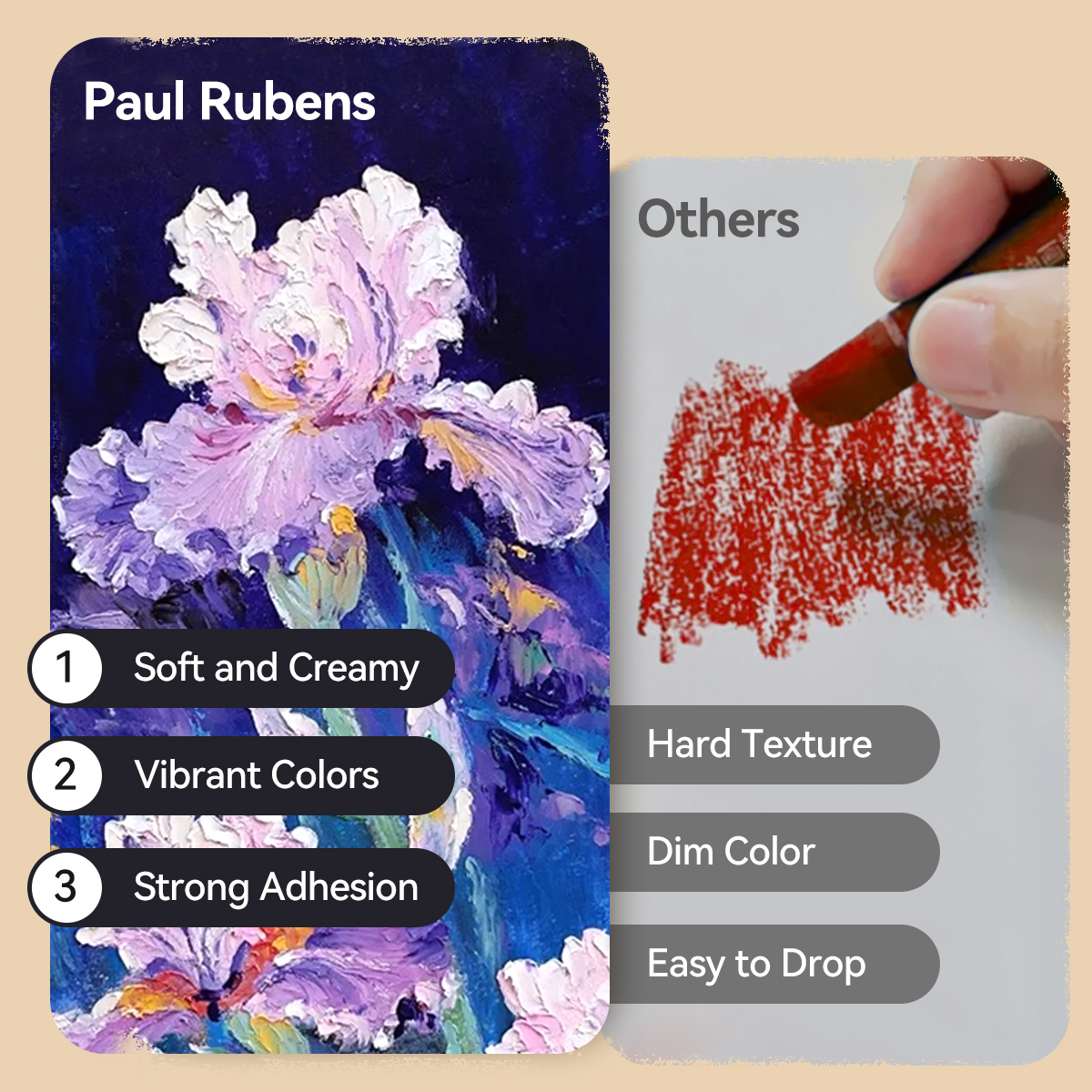 Paul Rubens 72 Flower Colors Oil Pastels Soft and Vibrant Suitable for Aritists, Beginners, Students, Kids Art Painting Drawing