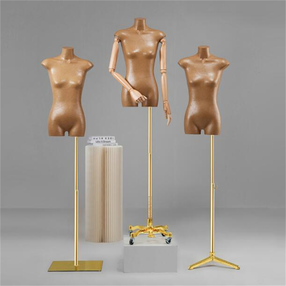 Mannequins en tissu féminin à couture complète brun vintage, accessoires de modèle en papier kraft, affichage à la poitrine plate des femmes, 2023, 2023