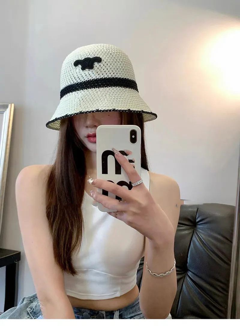 Designers Mens Womens Bucket Hat Fitted Hats Black White Weave Designers Caps Hats Men Summer Fitted Fisherman Beach Cap