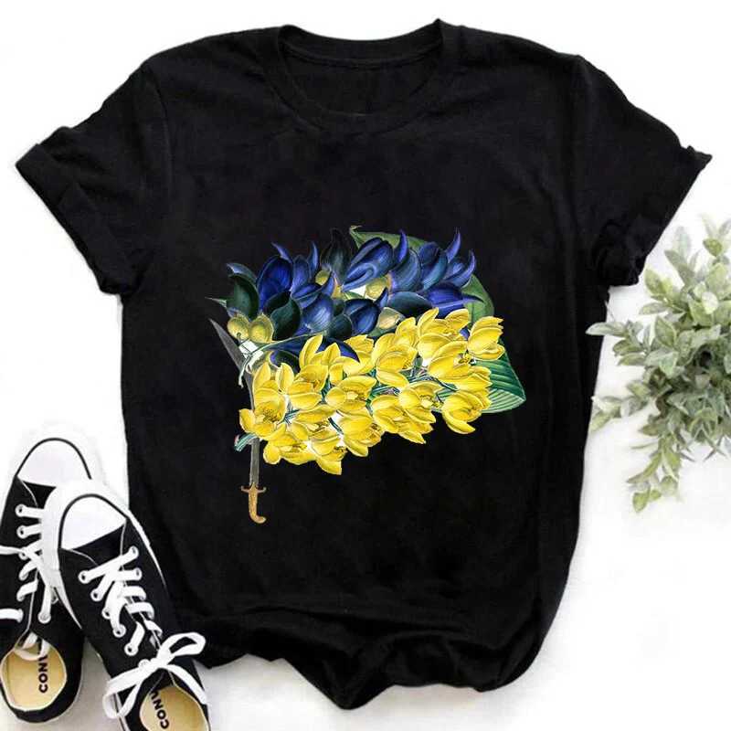 T-Shirts Yaz Moda Ukrayna Bayrak Ayçiçeği Baskı T-Shirt Kids Harajuku T Shirt Çocuk Kıyafetleri Erkekler Siyah Tees Tops 240410