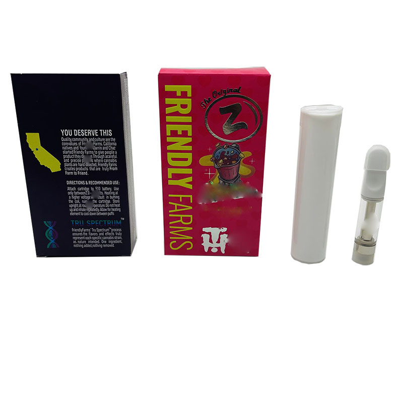 Friendy Farms Vape Kartuş Vapes Arabalar Kartuşlar Vapes Atomizerler Cam Depo Kalın Yağ Çırpı Balmumu Buharlaştırıcı E Sigara 510 İplik Boş Ambalajla Boş 1ml