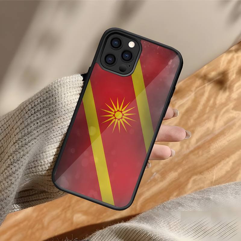 Case de teléfono de la bandera de Macedonia PC+TPU para iPhone 12 Pro Max 14 11 13 Mini 6S 7 8 Plus X XS XR Tapa posterior a prueba de choques