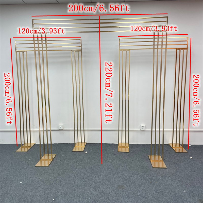 Glänzend goldplattierter Hochzeitsbogen Square Screen Regal Geometrische Blumenentürständer Geburtstagsfeier Dessert Tisch Hintergrund Dekoration