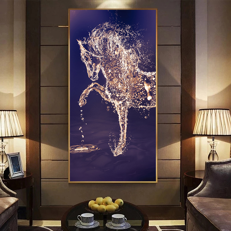 Samenvatting Animal Horse Horseshoes Tread Water HD Print Canvas Poster Wall Artwork Modern Luxury Living Room Home Decor Painting