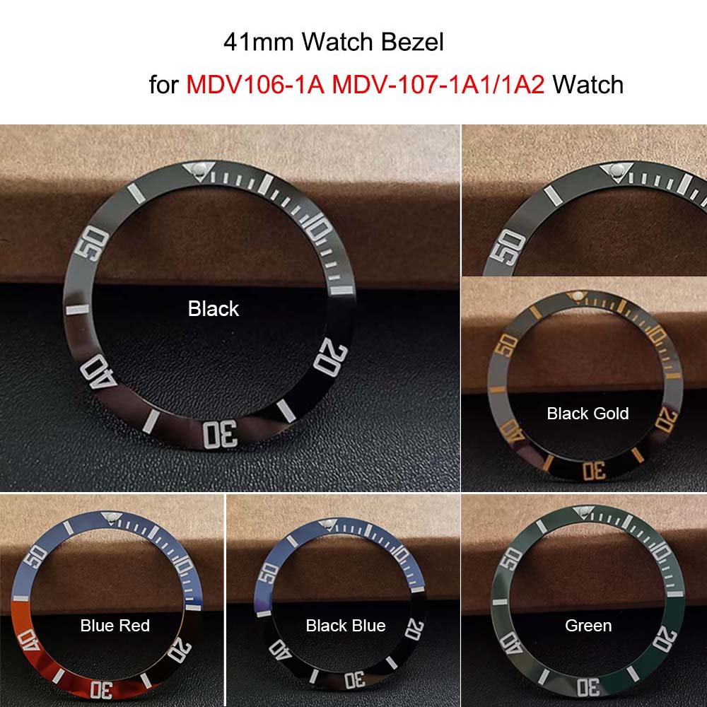 41 mm Watch Bezel dla MDV106-1A MDV-107-1A1/1A2 Zegarki nurkowe Zmodyfikowane wkładki wymiany części