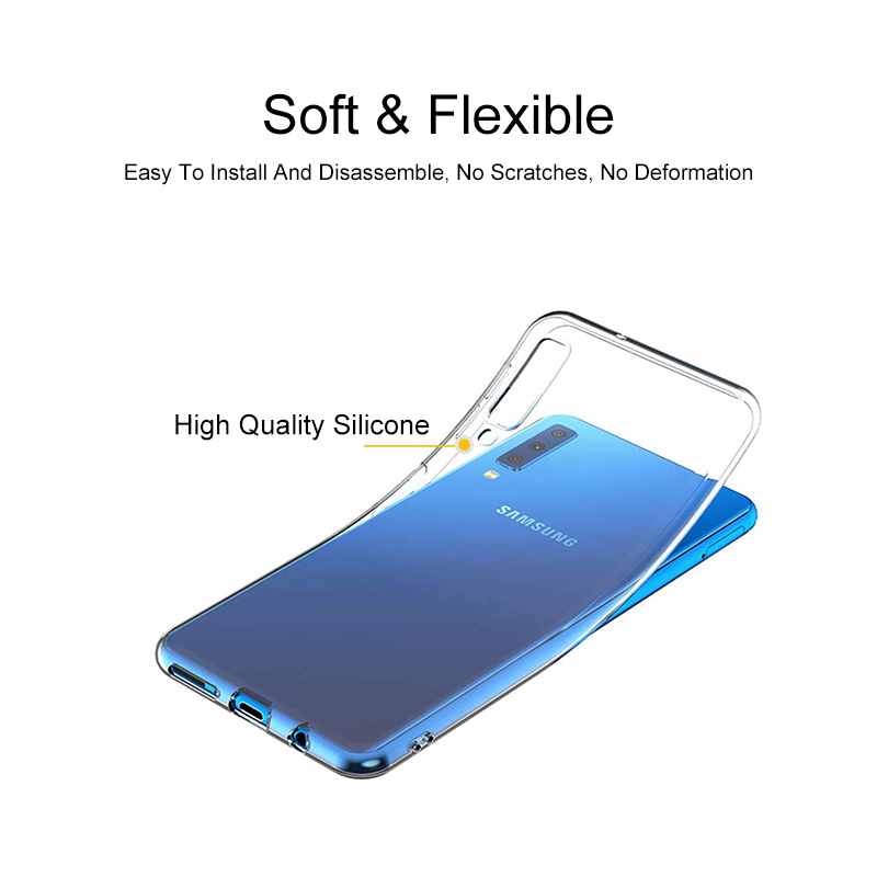 Étui de téléphone en silicone transparent ultra mince pour Samsung Galaxy A9 A7 A8 A6 plus 2018 A10 A20 A30 S A40 A50 A70 Soft Cover Soft