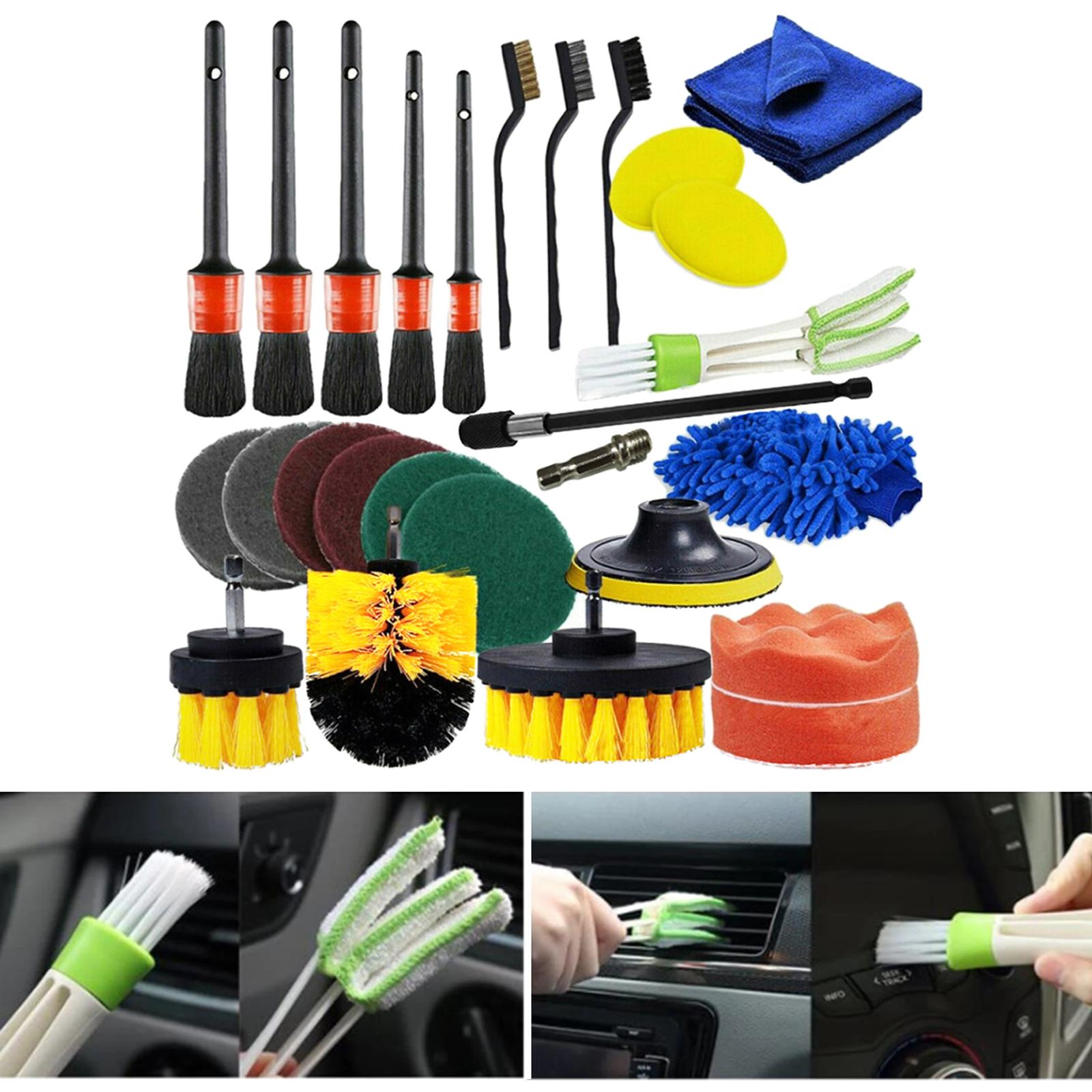 26x Plast Auto Detailing Brush Set Drill Brush Kit Car Cleaning Tool For Car Wheel Air Outlet Conditioner Cleaning Borsts