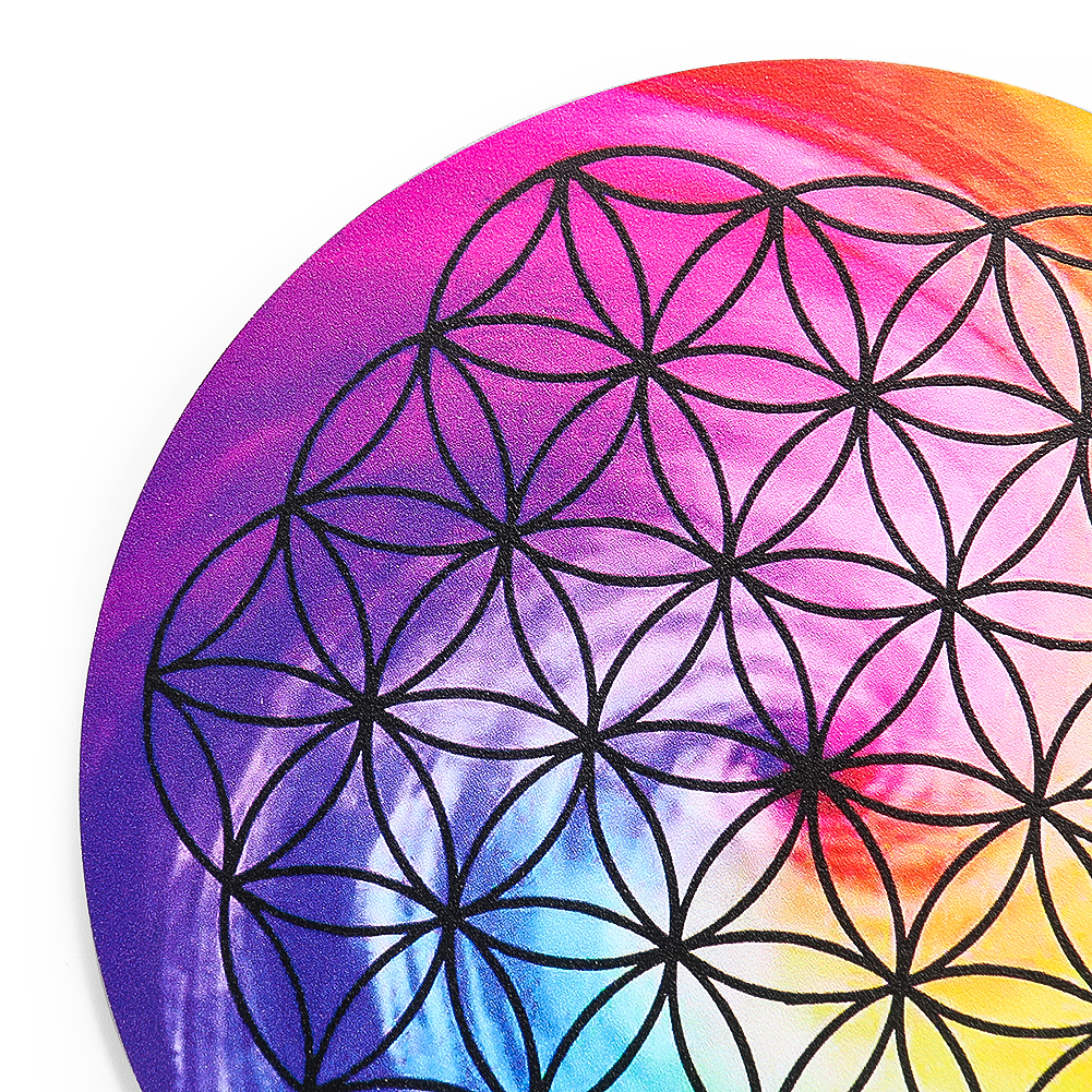 Aurora Rainbow Printing Geometryczna energia Mandala Kwiat życia okrągłe drewniane deska deska Reiki Crystal Healing Pendulum Ouija Prop