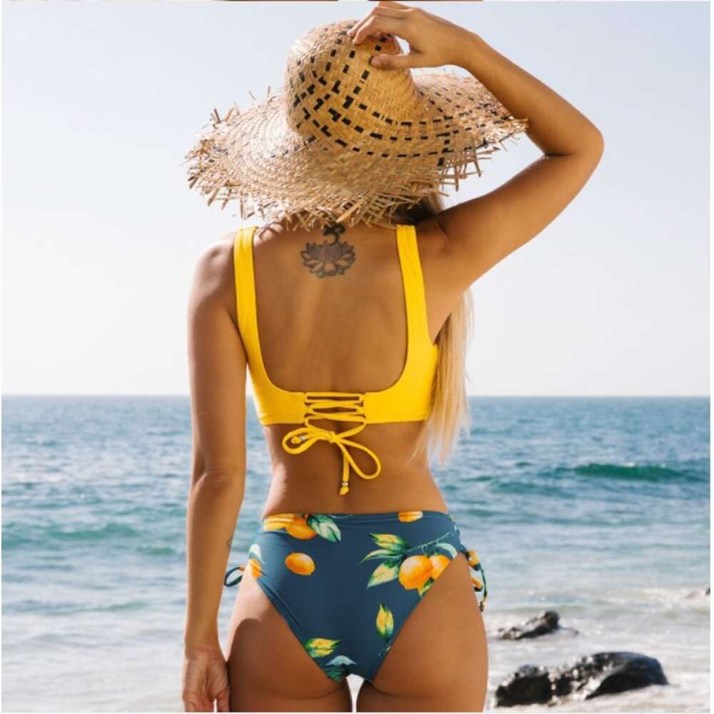 New Bikini Swimsuit Sexy Yellow Multi Color For Women