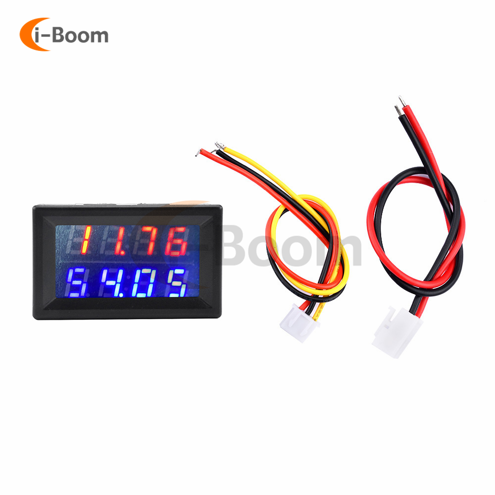 DC 100V 200V 50A 100A Mini Digital Voltmeter Ammeter 5-Wire 0-100V Amp Volt Voltage Current Meter Tester Blue Red LED Display