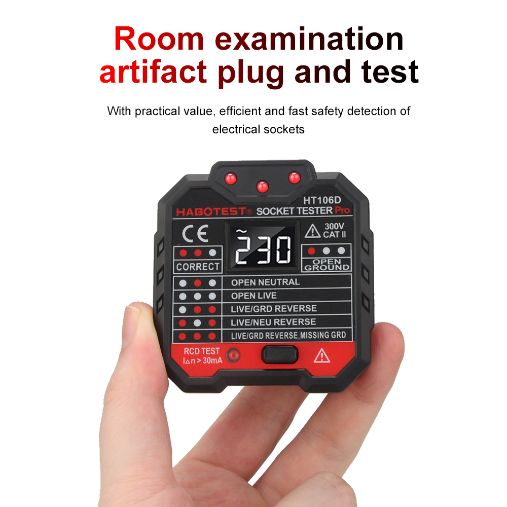 Socket outlet Tester tension détecteur de circuit électrique disjoncteur finier terre zéro ligne uk eu uk fiche polarité phase