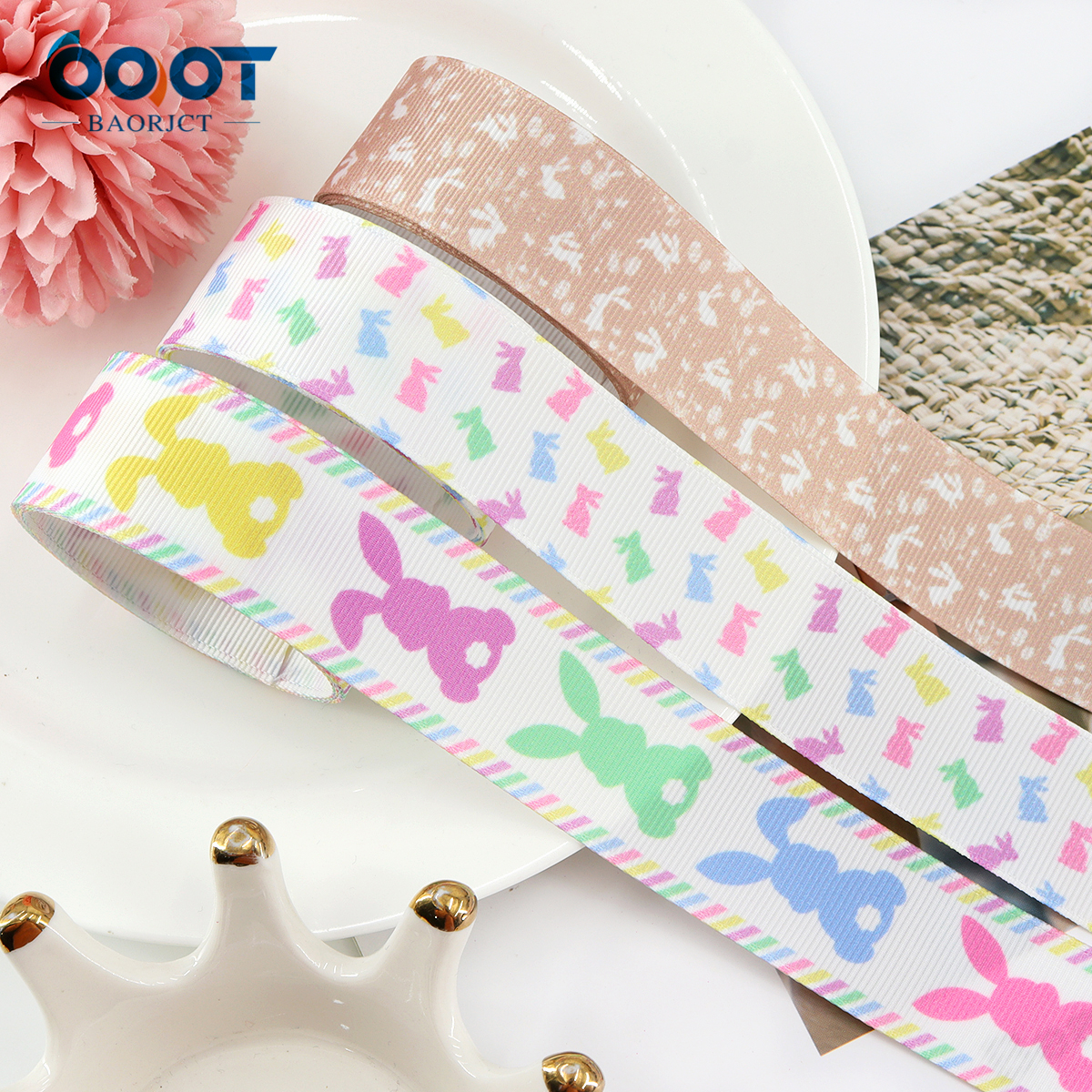 Easter Day Thermal Transfer Printed Grosgrain Ribbons,25mm 10Yards 221205-1 Gift Wrap Bow Cap DIY Accessories Decorations