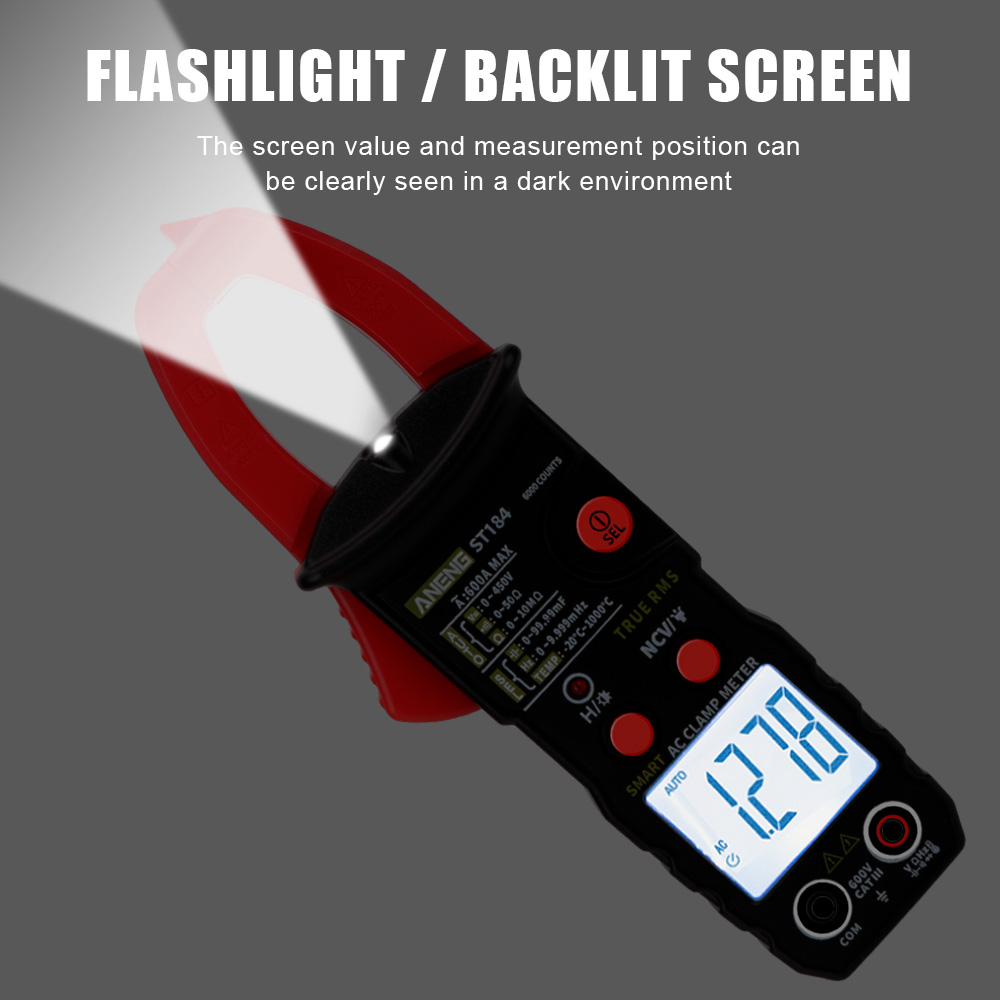 AC/DC -spänningstestare Professionell multimeter Digital Clamp Meter Ohm Hz Tester ST184 6000 Räkter Spänningsmätare True RMS