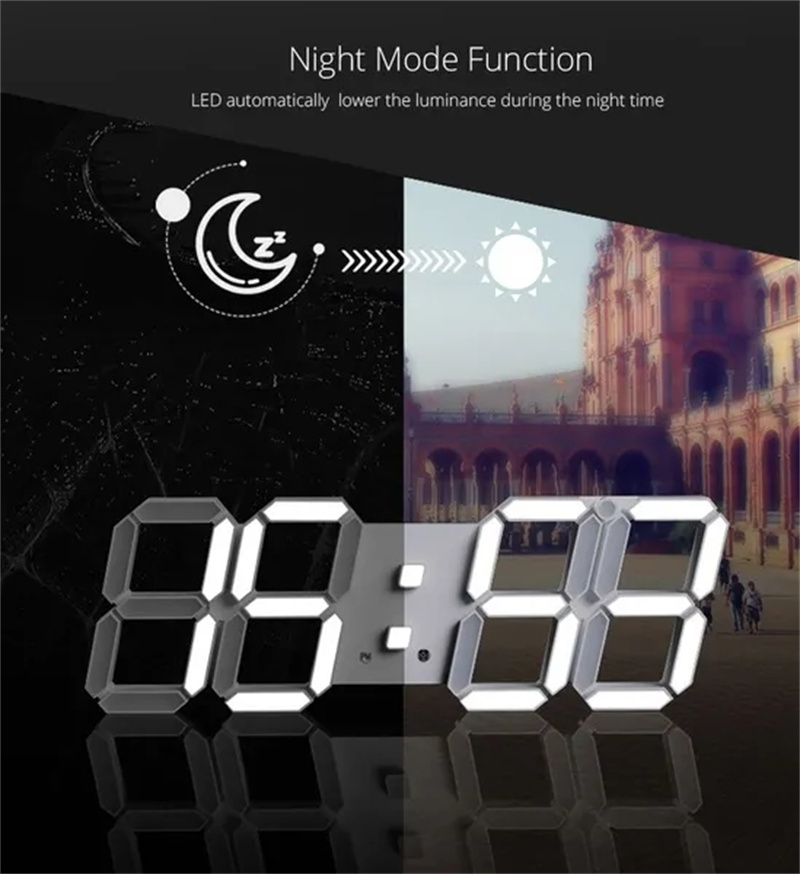Relógio de parede digital 3D LED Data Hora Celsius Nightlight Display Tabel Relógios Desabrilhados Relógio para a Decoração da sala de estar Decoração