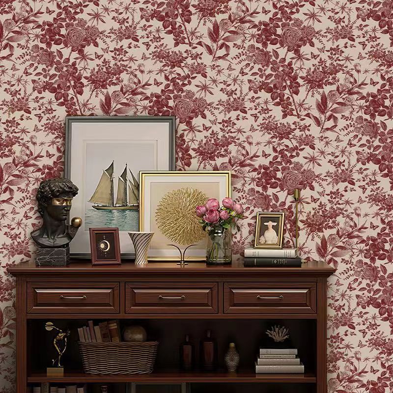 Ink Rose Self Adhesive Wallpaper Blue Watercolor Floral Removable Peel and Stick Wallpaper for Bedroom Cabinet Wall Decorations