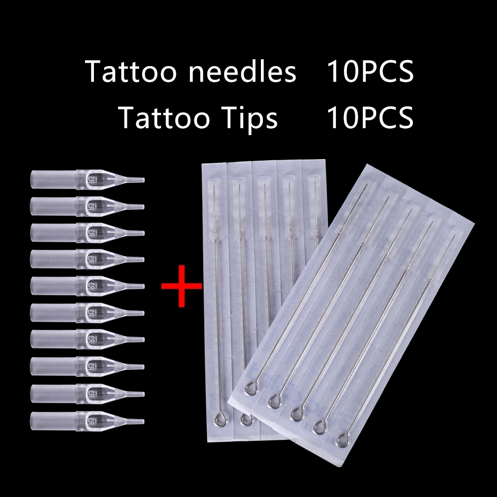 10st Tatueringsnålar+tatueringstips Set Disponibla blandade tatueringsnålar Blandade tatueringsnålar Innehåller tatueringstips