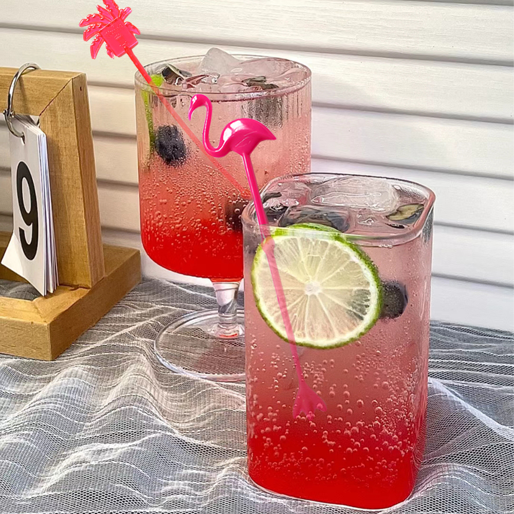 Bunte Sommersaft -Getränk -Getränke Flamingo Cocktail Swizzle Sticks Drink Muddler für Hawaiian Strand Geburtstag Hochzeitsdekoration