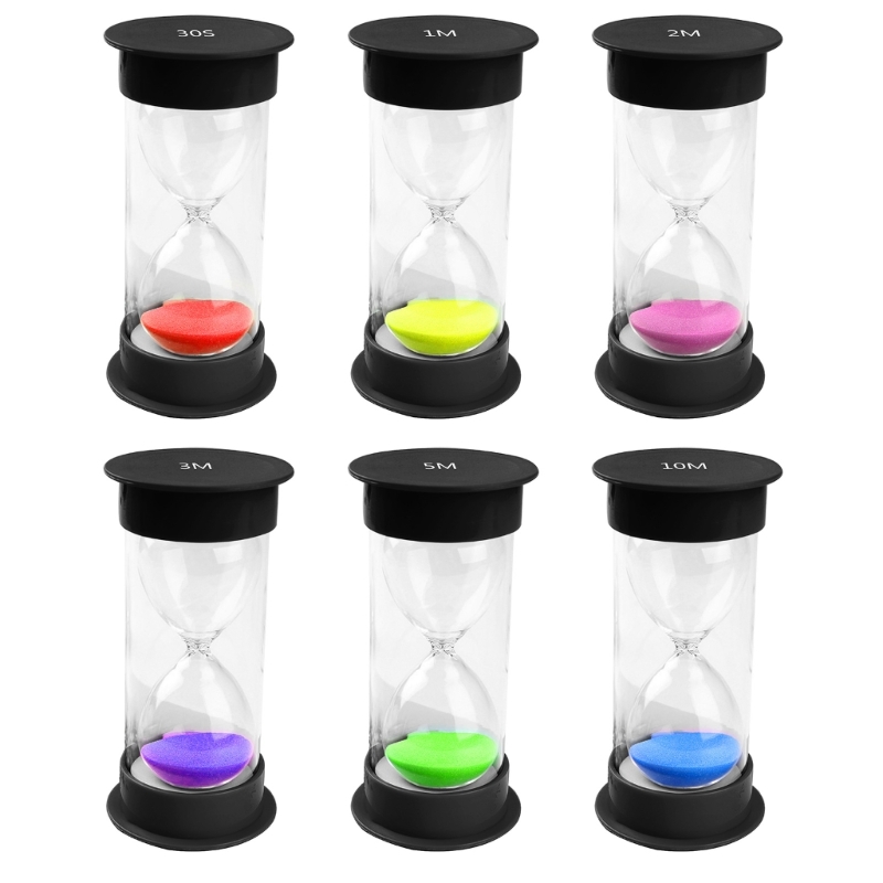 Sand Timer Set 30s/1/2/3/5/10-Minutes Hourglass Timer for Kid Classroom Kitchen Game Home Office Decorations 87HA