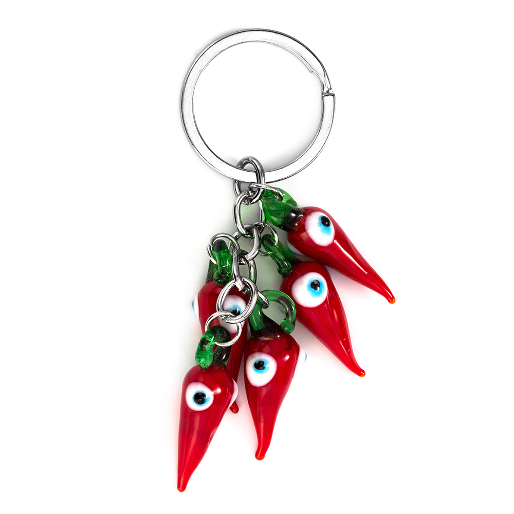 Lucky Eye Red Chilli keychain Bead Tassel Evil Eye keychain For Woman Man Jewelry Car Key Chain EY5267