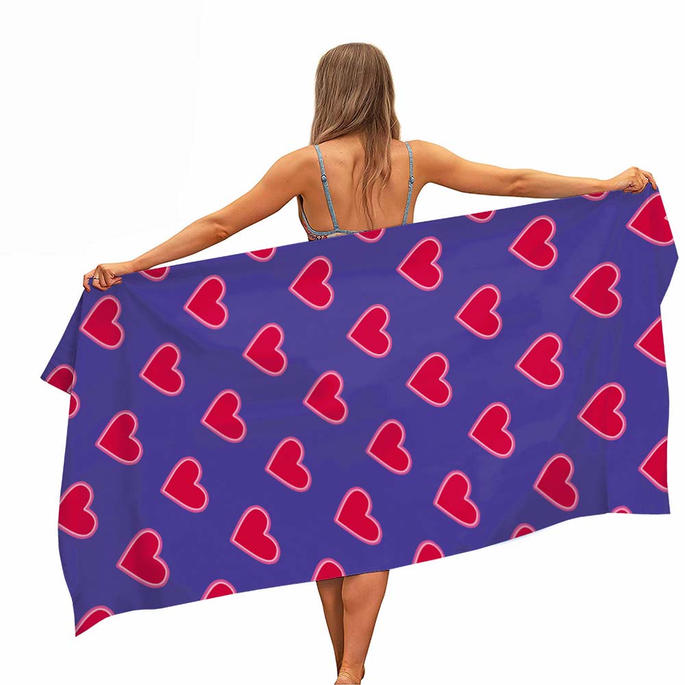 Sweethearts Lovers Microfiber Beach Towel 휴대용 빠른 빠른 건조한 모래 야외 여행 수영 얇은 요가 매트 여자 친구 선물 여성