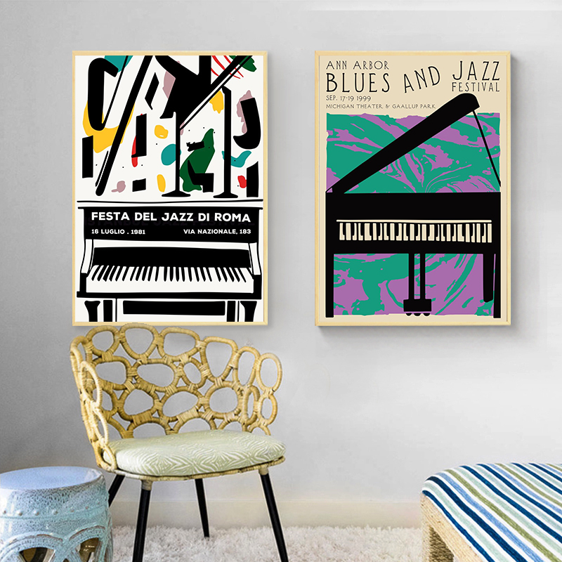 Résumé Affiches de jazz vintage PEINTURES PEINTURES