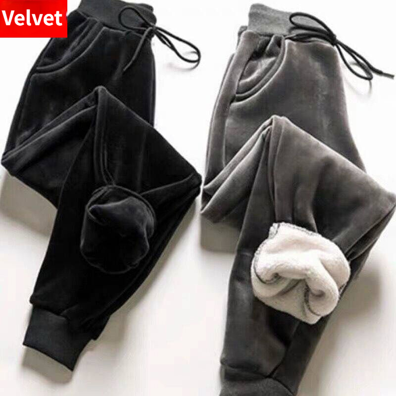 Women Winter Lamb Fur Cashmere Slim Pants Casual Keep Warm Thick Trousers Harem Pant Lined Fleece Autumn Winter Loose Sweatpants