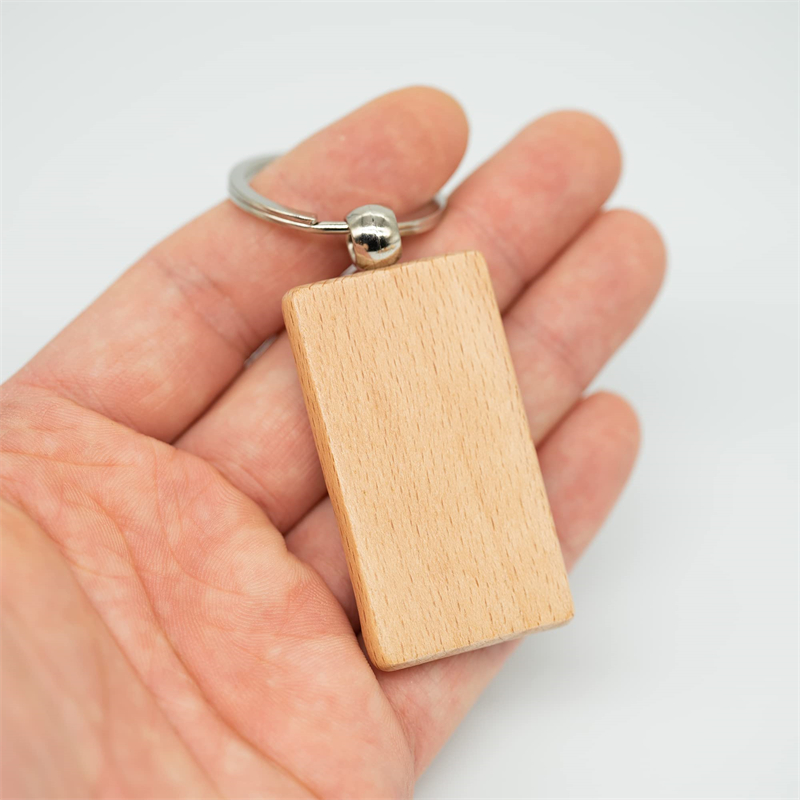 Blandes de porte-clés en bois Rectangle Bague de clés en bois inachevé pour un cadeau de bricolage Artisanat personnalisé