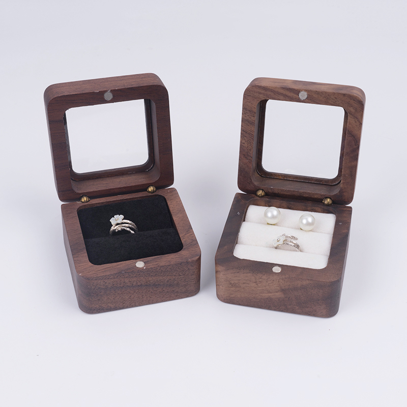 Boîte de bijoux en bois Proposition de proposition Engagement de mariage Anneau de mariage Boucles d'oreilles Small Jewelry Packaging Storage Organizer Case