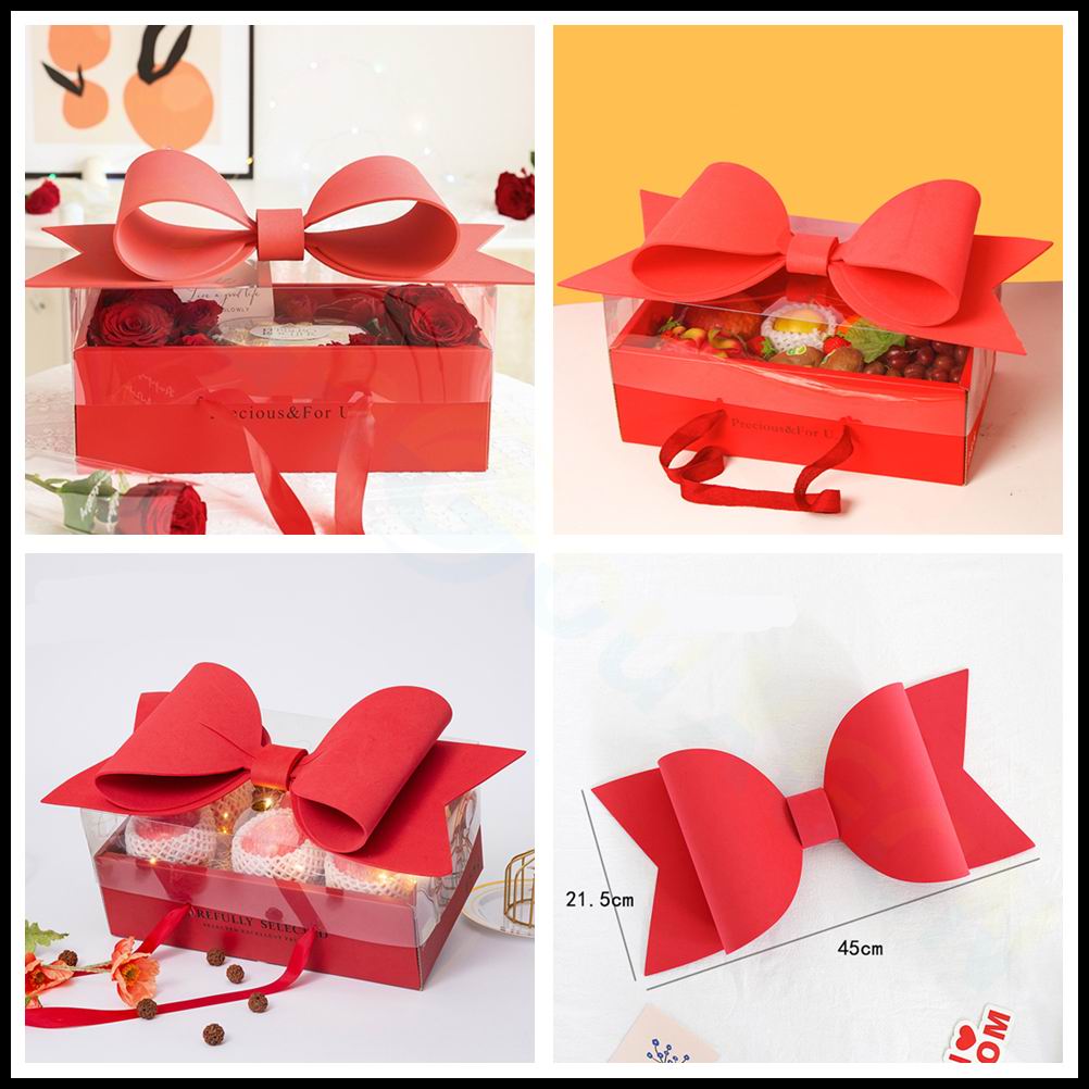 DIY Valentijnsdag Bow Paper Packing Box met transparante PVC Window Display Gift Box Wedding Cookie Candy Cake Christmas Boxes