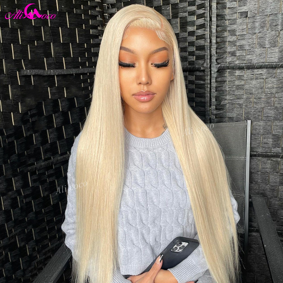 Haze Blue Straight Human Hair Wigs для женщин светло -голубые кружев