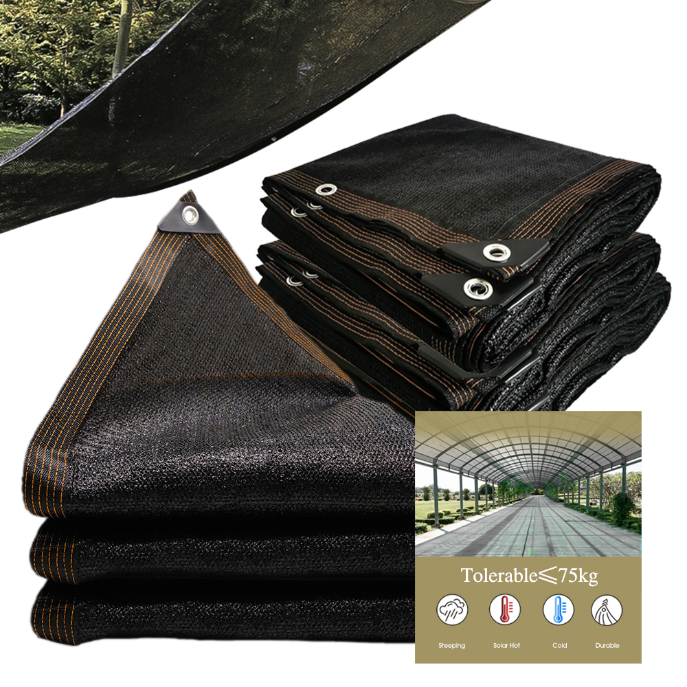 Black Garden Shade Cloth 50% Shading Rate Anti-UV HDPE with Grommets Greenhouse Plant Patio Lawn Swimming Pool Sun Shade Fabric