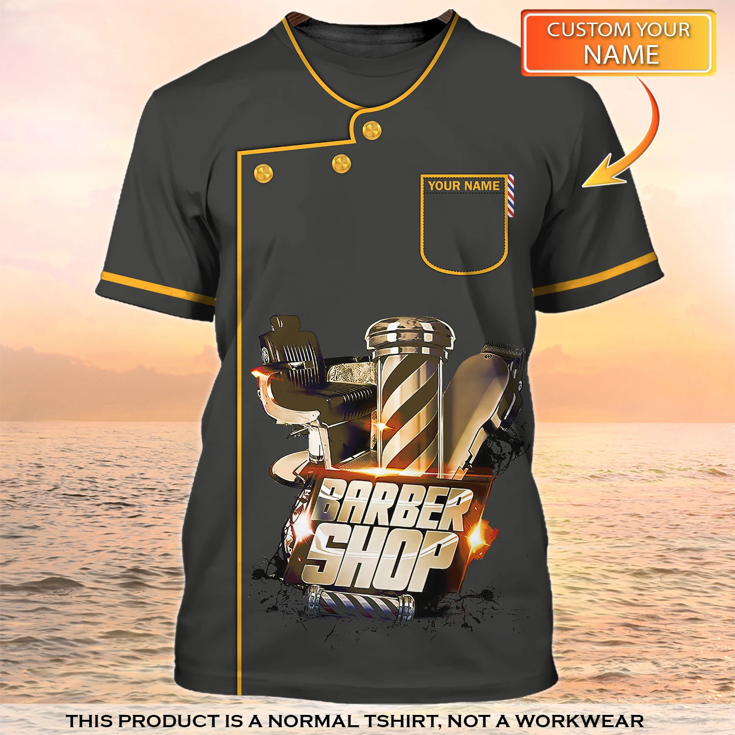 NOUVEAU T-shirt masculin de Summer Men de coiffeur Nom personnalisé Nom 3D T-shirt imprimé unisexe Tops décontractés Classic Barber Uniforme DW158