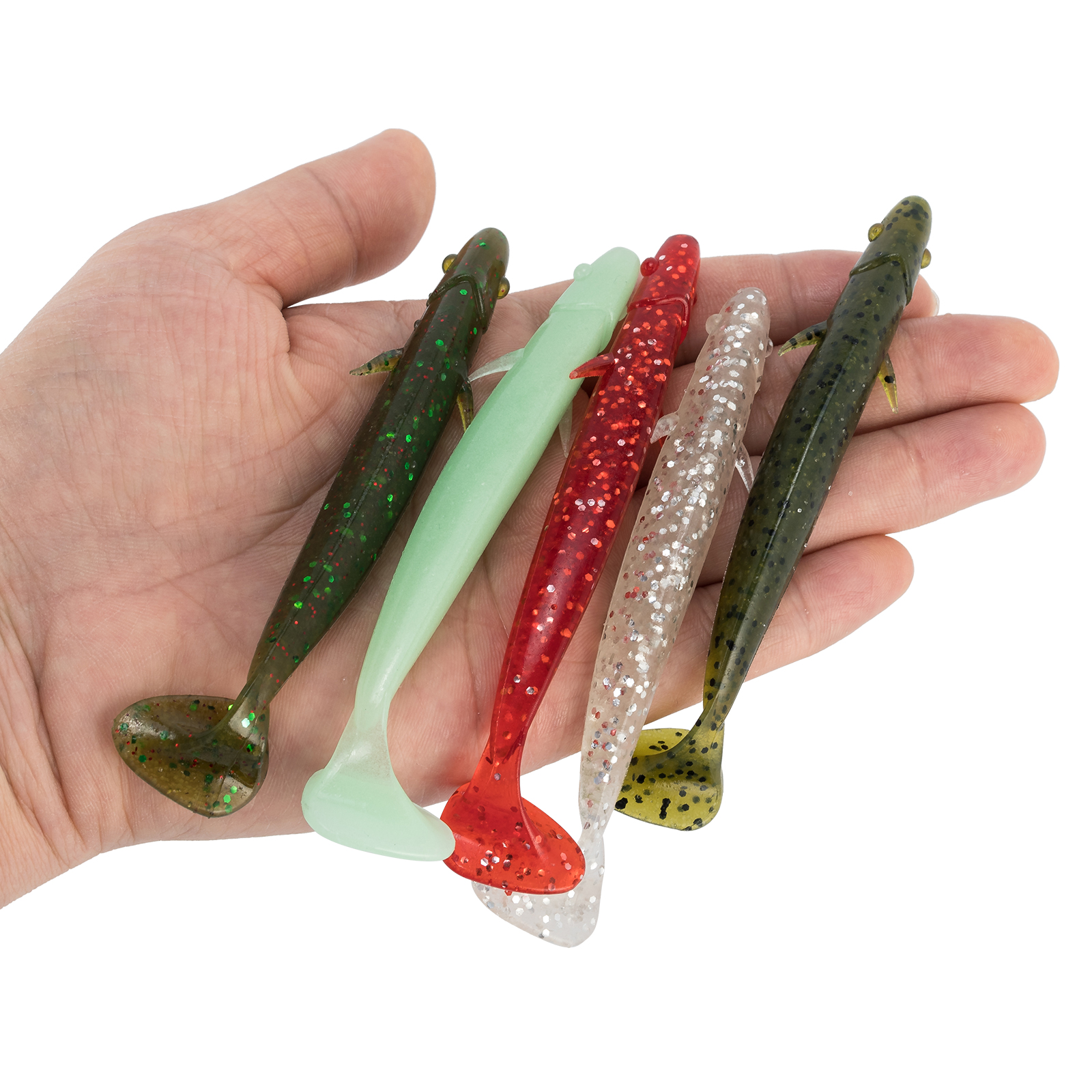 8 pezzi di pesca pesca morbida in plastica in plastica worm grub silicone esca bagliore esca texas rig drop shot bass bass crappie trout shad pike 10g