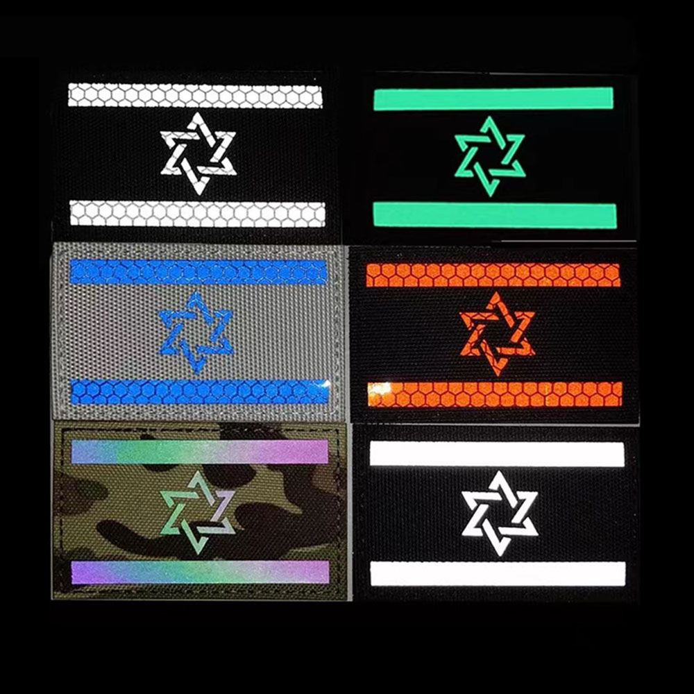 Bandeira nacional israelense remendos reflexivos bordados uniforme militar uniforme de braçadeira tática Moral bordado emblema Israel patches