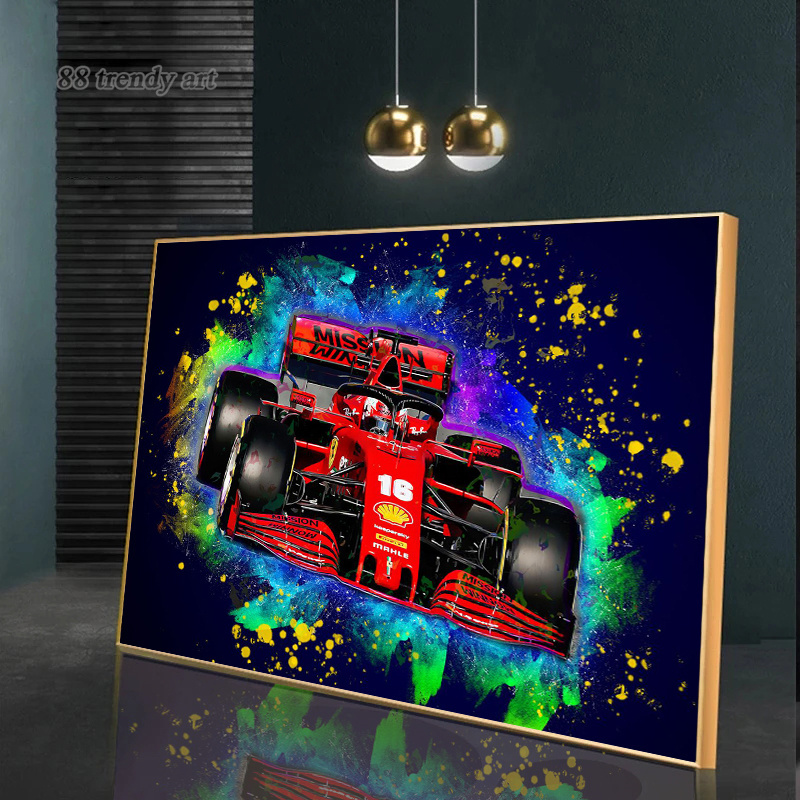 F1 Racing Car Graffiti Poster Stampe Art Abstract Tela Painting Fresco Racing Wall Art Pictures casa Decorazione ragazzi Murale