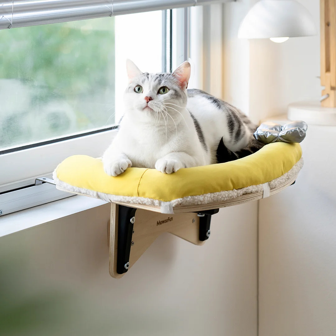 Mewoofun trwały okno kota z miękką matą dla kotów wewnętrznych do 25 funtów i zapewnia stabilny hamak dla twojego kota