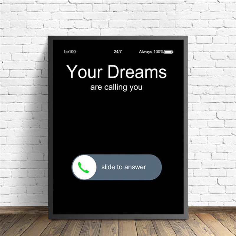 Mobile Phone Your Dreams Inspirational Quotes Canvas Painting Posters and Prints Wall Art Pictures for Living Room Home Decor